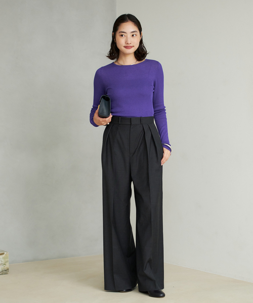 plage（プラージュ）の「WO Mix Sheer Rib ニット（ニット/セーター・レディース・パープル/ブラウン/ホワイト・FREE）」の22枚目の写真