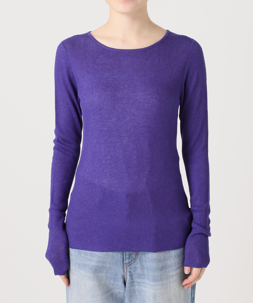 plage（プラージュ）の「WO Mix Sheer Rib ニット（ニット/セーター・レディース・パープル/ブラウン/ホワイト・FREE）」の4枚目の写真