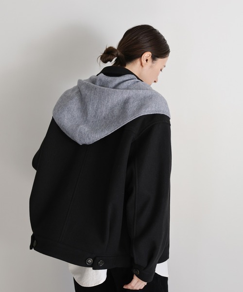 select MOCA（セレクトモカ）の「トライアングルニットバブーシュカ（ストール/ショール・レディース・グレー/ブラック・FREE）」の9枚目の写真