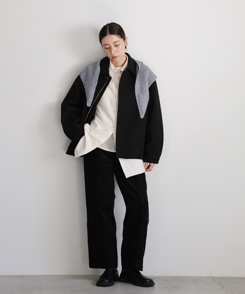 select MOCA（セレクトモカ）の「トライアングルニットバブーシュカ（ストール/ショール・レディース・グレー/ブラック・FREE）」の7枚目の写真