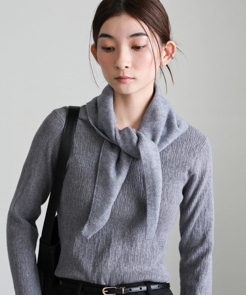 select MOCA（セレクトモカ）の「トライアングルニットバブーシュカ（ストール/ショール・レディース・グレー/ブラック・FREE）」の13枚目の写真