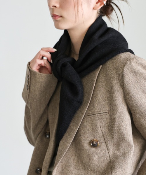 select MOCA（セレクトモカ）の「トライアングルニットバブーシュカ（ストール/ショール・レディース・グレー/ブラック・FREE）」の19枚目の写真