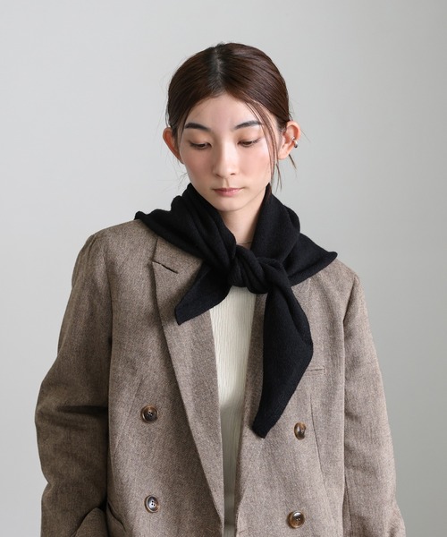 select MOCA（セレクトモカ）の「トライアングルニットバブーシュカ（ストール/ショール・レディース・グレー/ブラック・FREE）」の20枚目の写真