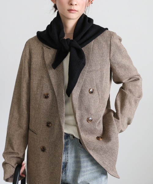 select MOCA（セレクトモカ）の「トライアングルニットバブーシュカ（ストール/ショール・レディース・グレー/ブラック・FREE）」の18枚目の写真