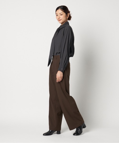 HELIOPOLE(エリオポール)の「TUCK STRAIGHT PANTS(その他パンツ・レディース・ブラック/ダークブラウン・36/38)」の6枚目の写真