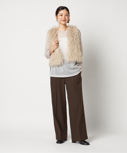 HELIOPOLE(エリオポール)の「TUCK STRAIGHT PANTS(その他パンツ・レディース・ブラック/ダークブラウン・36/38)」の7枚目の写真