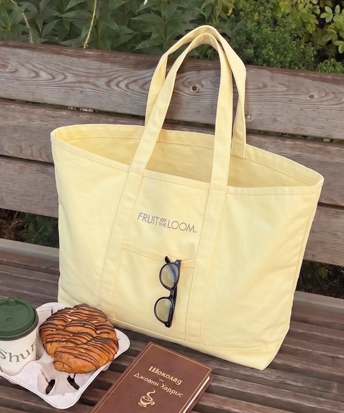 FRUIT OF THE LOOM（フルーツオブザルーム）の「【FRUIT OF THE LOOM】CANVAS BIG TOTE BAG（トートバッグ・レディース・グレー/ホワイト/ピンク/イエロー/ブラック・FREE）」の4枚目の写真