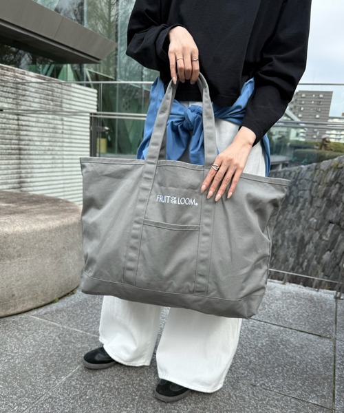 FRUIT OF THE LOOM（フルーツオブザルーム）の「【FRUIT OF THE LOOM】CANVAS BIG TOTE BAG（トートバッグ・レディース・グレー/ホワイト/ピンク/イエロー/ブラック・FREE）」の9枚目の写真