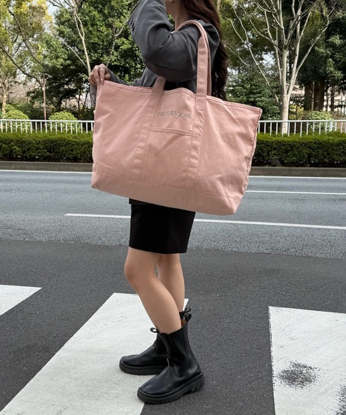 FRUIT OF THE LOOM（フルーツオブザルーム）の「【FRUIT OF THE LOOM】CANVAS BIG TOTE BAG（トートバッグ・レディース・グレー/ホワイト/ピンク/イエロー/ブラック・FREE）」の21枚目の写真