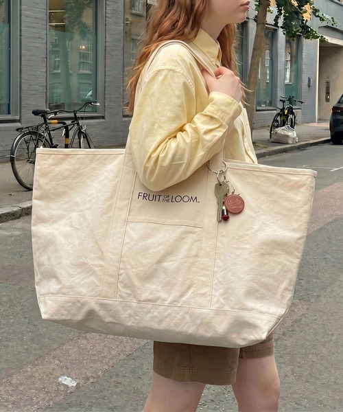 FRUIT OF THE LOOM（フルーツオブザルーム）の「【FRUIT OF THE LOOM】CANVAS BIG TOTE BAG（トートバッグ・レディース・グレー/ホワイト/ピンク/イエロー/ブラック・FREE）」の22枚目の写真