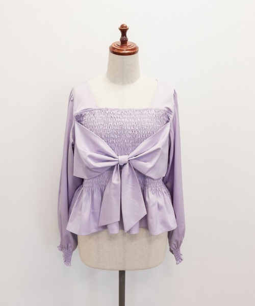CLETTE(クレット)の「CLETTEオリジナルリボンデザイン長袖シャーリングブラウス(シャツ/ブラウス・レディース・ラベンダー/パープル/ネイビー・LL/3L/4L)」の18枚目の写真