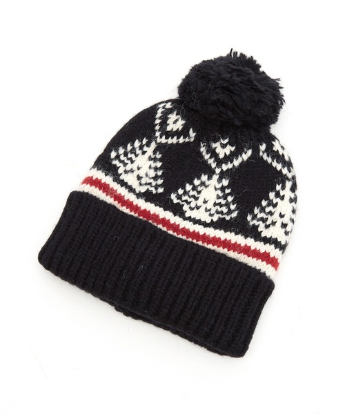 an meets zakka レトロノルディック柄ボンボンニット帽（ニット