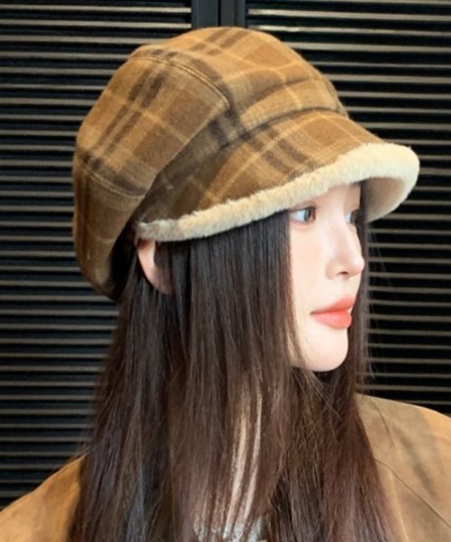 KAPITAL キャスケット ブラウン系 チェック柄 Lattice（Lattice）の「チェック柄キャスケット（キャスケット）」 - WEAR