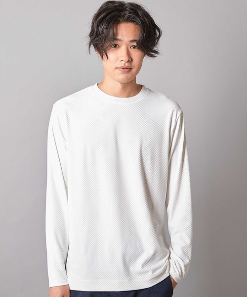 UNION STATION(ユニオンステーション)の「【速乾・抗菌】スクエアジャガードクルーネックロンT(Tシャツ/カットソー・メンズ・オフホワイト/ライトグレー/ダークネイビー・M/L/LL/S)」の4枚目の写真
