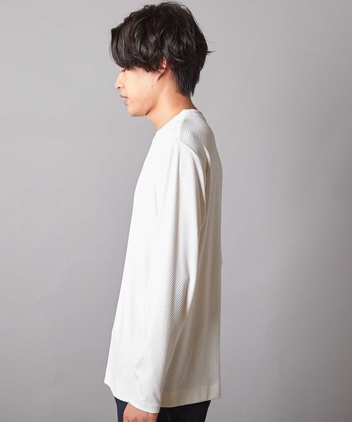 UNION STATION(ユニオンステーション)の「【速乾・抗菌】スクエアジャガードクルーネックロンT(Tシャツ/カットソー・メンズ・オフホワイト/ライトグレー/ダークネイビー・M/L/LL/S)」の5枚目の写真