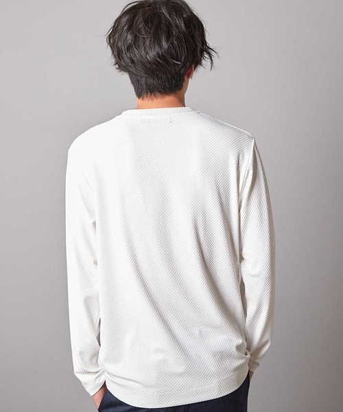 UNION STATION(ユニオンステーション)の「【速乾・抗菌】スクエアジャガードクルーネックロンT(Tシャツ/カットソー・メンズ・オフホワイト/ライトグレー/ダークネイビー・M/L/LL/S)」の6枚目の写真