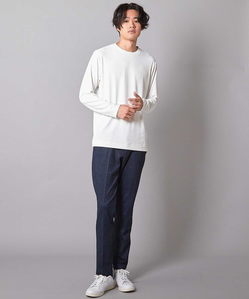 UNION STATION(ユニオンステーション)の「【速乾・抗菌】スクエアジャガードクルーネックロンT(Tシャツ/カットソー・メンズ・オフホワイト/ライトグレー/ダークネイビー・M/L/LL/S)」の8枚目の写真