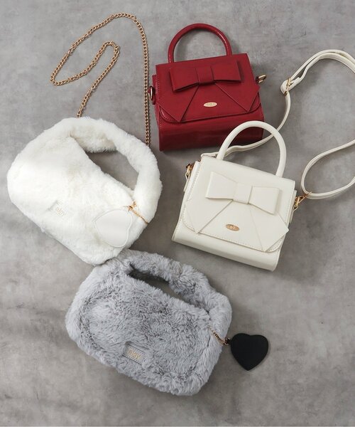 algy（アルジー）の「リボンミニボストン（ハンドバッグ・キッズ・ブラック/オフホワイト/レッド・FREE）」の6枚目の写真