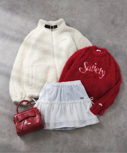 algy（アルジー）の「リボンミニボストン（ハンドバッグ・キッズ・ブラック/オフホワイト/レッド・FREE）」の8枚目の写真