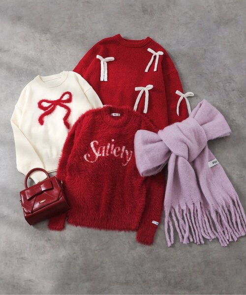 algy（アルジー）の「リボンミニボストン（ハンドバッグ・キッズ・ブラック/オフホワイト/レッド・FREE）」の9枚目の写真