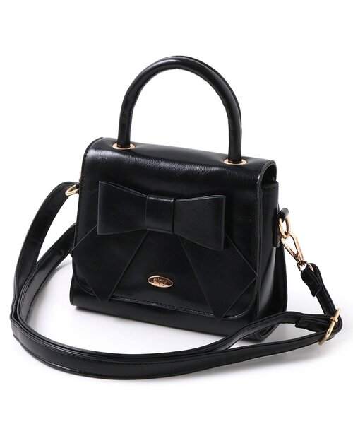 algy（アルジー）の「リボンミニボストン（ハンドバッグ・キッズ・ブラック/オフホワイト/レッド・FREE）」の10枚目の写真