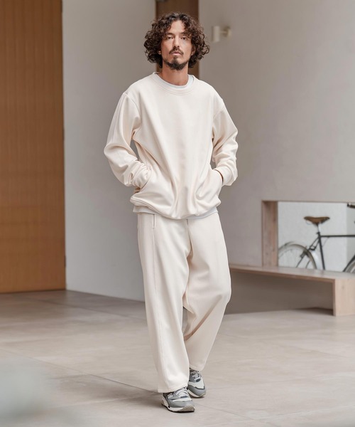 CAMBIO（カンビオ）の「msw1798-ドビー裏起毛ボンディングプルオーバースウェット（スウェット・メンズ・グレイッシュベージュ/ブラック/ホワイト・M/L/XL）」の10枚目の写真