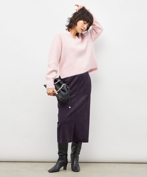NOLLEY’S(ノーリーズ)の「《手洗い可能》ヘアリーストレッチVネックプルオーバーニット(ニット/セーター・レディース・キナリ/ネイビー/ベビーピンク/グレー・38)」の8枚目の写真