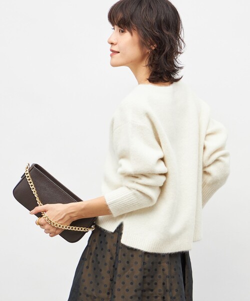 NOLLEY’S(ノーリーズ)の「《手洗い可能》ヘアリーストレッチVネックプルオーバーニット(ニット/セーター・レディース・キナリ/ネイビー/ベビーピンク/グレー・38)」の18枚目の写真