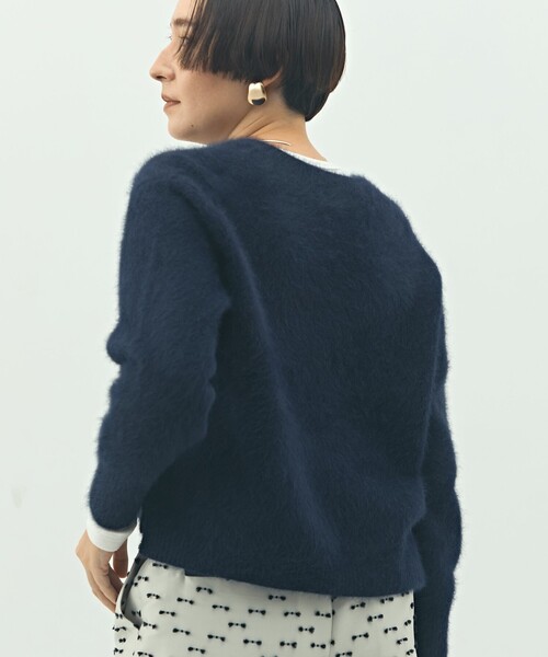 セール】《手洗い可能》ヘアリーストレッチVネックプルオーバーニット