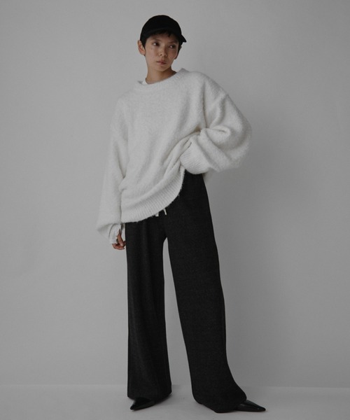 VION（ヴィオン）の「ブークレニットプルオーバー / Boucle Knit Pullover（ニット/セーター・レディース・チャコールグレー/ホワイト/レッド・FREE）」の13枚目の写真