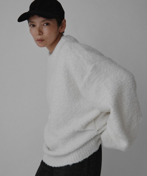 VION（ヴィオン）の「ブークレニットプルオーバー / Boucle Knit Pullover（ニット/セーター・レディース・チャコールグレー/ホワイト/レッド・FREE）」の14枚目の写真
