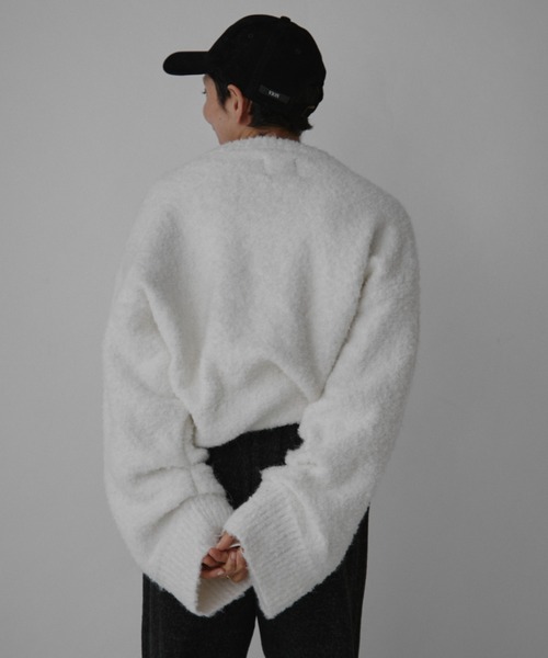 VION（ヴィオン）の「ブークレニットプルオーバー / Boucle Knit Pullover（ニット/セーター・レディース・チャコールグレー/ホワイト/レッド・FREE）」の16枚目の写真