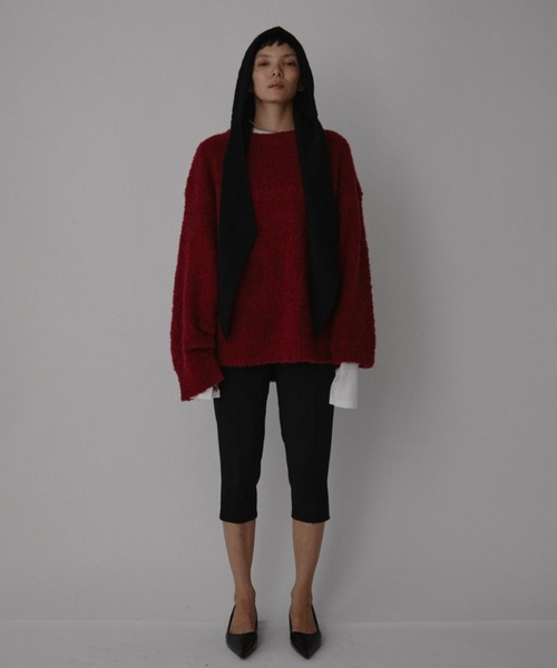 VION（ヴィオン）の「ブークレニットプルオーバー / Boucle Knit Pullover（ニット/セーター・レディース・チャコールグレー/ホワイト/レッド・FREE）」の11枚目の写真