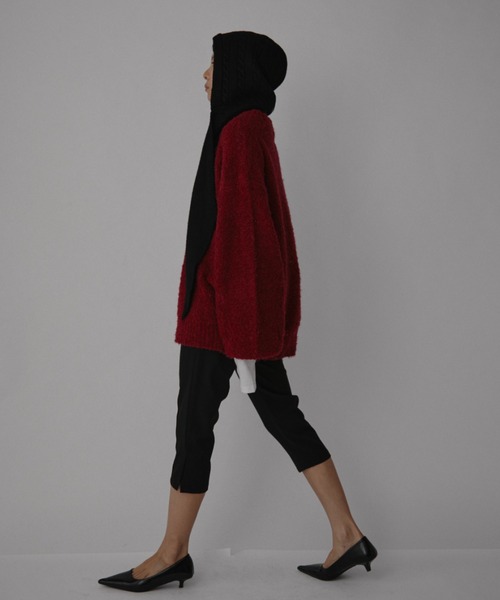 VION（ヴィオン）の「ブークレニットプルオーバー / Boucle Knit Pullover（ニット/セーター・レディース・チャコールグレー/ホワイト/レッド・FREE）」の9枚目の写真