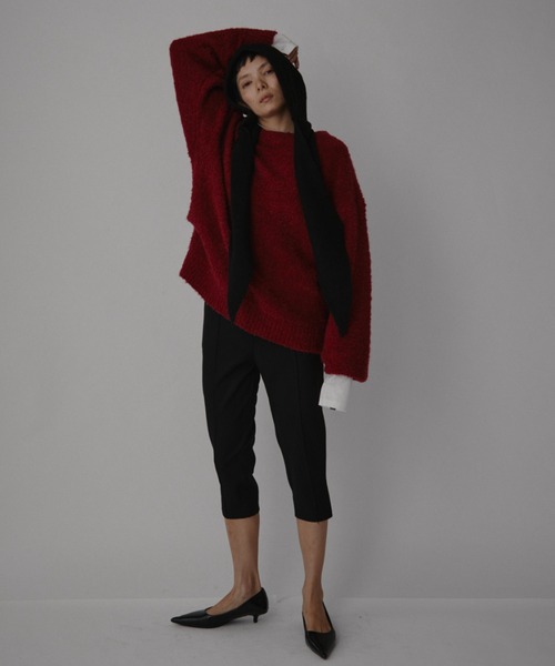 VION（ヴィオン）の「ブークレニットプルオーバー / Boucle Knit Pullover（ニット/セーター・レディース・チャコールグレー/ホワイト/レッド・FREE）」の8枚目の写真