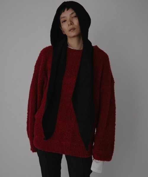 VION（ヴィオン）の「ブークレニットプルオーバー / Boucle Knit Pullover（ニット/セーター・レディース・チャコールグレー/ホワイト/レッド・FREE）」の7枚目の写真