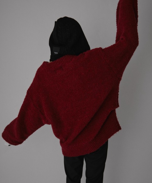 VION（ヴィオン）の「ブークレニットプルオーバー / Boucle Knit Pullover（ニット/セーター・レディース・チャコールグレー/ホワイト/レッド・FREE）」の6枚目の写真