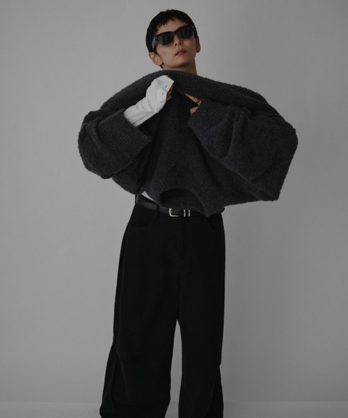 VION（ヴィオン）の「ブークレニットプルオーバー / Boucle Knit Pullover（ニット/セーター・レディース・チャコールグレー/ホワイト/レッド・FREE）」の22枚目の写真
