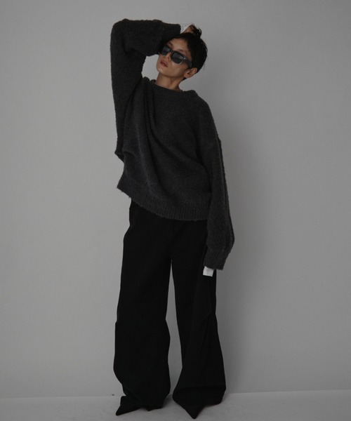 VION（ヴィオン）の「ブークレニットプルオーバー / Boucle Knit Pullover（ニット/セーター・レディース・チャコールグレー/ホワイト/レッド・FREE）」の20枚目の写真
