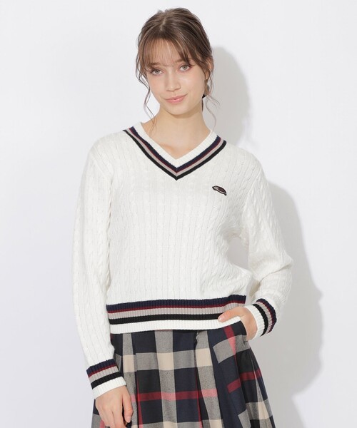 CB CRESTBRIDGE(シービークレストブリッジ)の「ヘッジホッグチルデンニット(ニット/セーター・レディース・オフホワイト/オレンジ/ネイビー・1/3)」の4枚目の写真