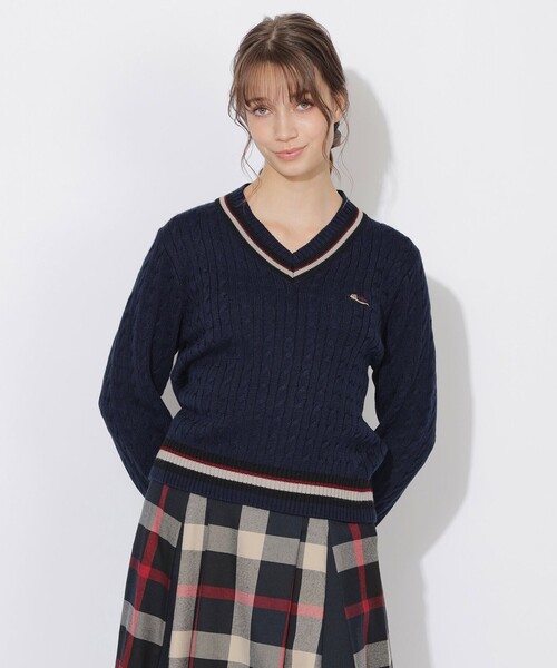 CB CRESTBRIDGE(シービークレストブリッジ)の「ヘッジホッグチルデンニット(ニット/セーター・レディース・オフホワイト/オレンジ/ネイビー・1/3)」の11枚目の写真