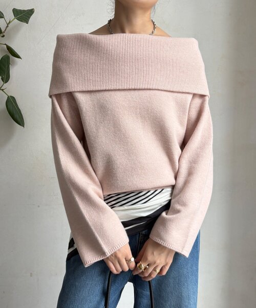 DouDou（ドゥドゥ）の「オフタートルプルオーバー（ニット/セーター・レディース・ライトグレー/ピンク/レッド/ネイビー/オフホワイト・FREE）」の5枚目の写真