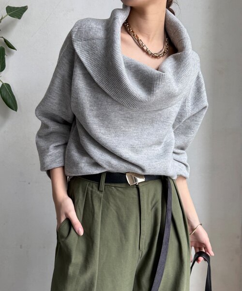 DouDou（ドゥドゥ）の「オフタートルプルオーバー（ニット/セーター・レディース・ライトグレー/ピンク/レッド/ネイビー/オフホワイト・FREE）」の3枚目の写真