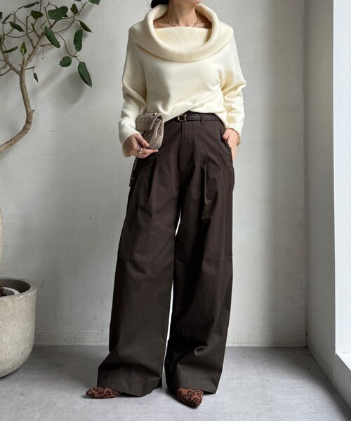 DouDou（ドゥドゥ）の「オフタートルプルオーバー（ニット/セーター・レディース・ライトグレー/ピンク/レッド/ネイビー/オフホワイト・FREE）」の6枚目の写真