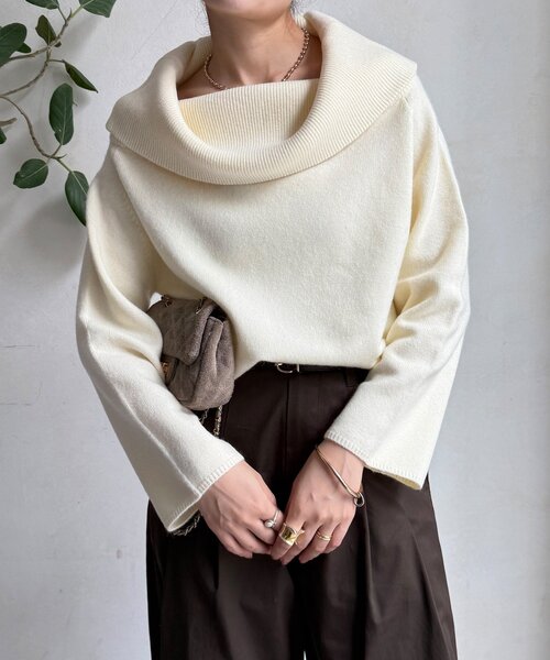 DouDou（ドゥドゥ）の「オフタートルプルオーバー（ニット/セーター・レディース・ライトグレー/ピンク/レッド/ネイビー/オフホワイト・FREE）」の11枚目の写真