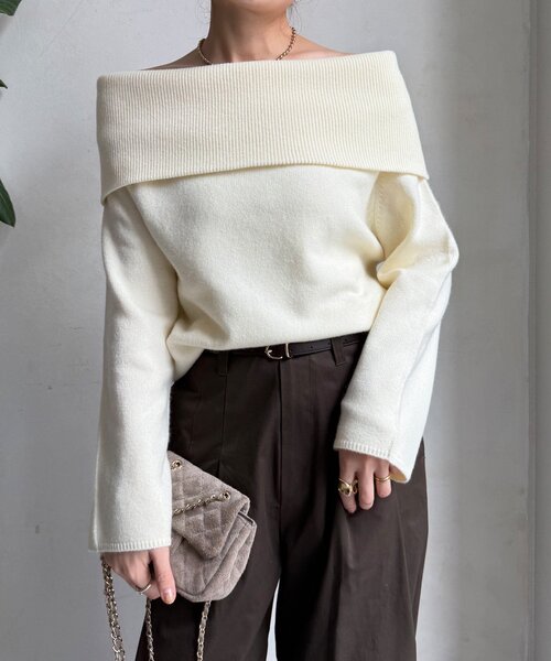 DouDou（ドゥドゥ）の「オフタートルプルオーバー（ニット/セーター・レディース・ライトグレー/ピンク/レッド/ネイビー/オフホワイト・FREE）」の12枚目の写真