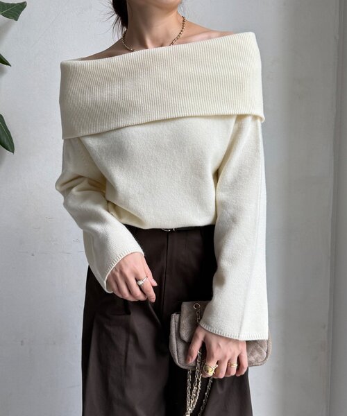 DouDou（ドゥドゥ）の「オフタートルプルオーバー（ニット/セーター・レディース・ライトグレー/ピンク/レッド/ネイビー/オフホワイト・FREE）」の13枚目の写真