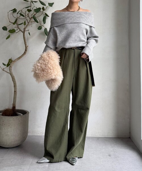 DouDou（ドゥドゥ）の「オフタートルプルオーバー（ニット/セーター・レディース・ライトグレー/ピンク/レッド/ネイビー/オフホワイト・FREE）」の15枚目の写真