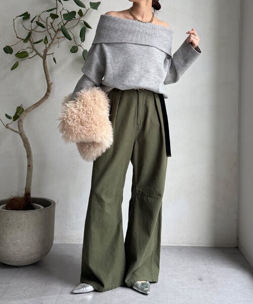 DouDou（ドゥドゥ）の「オフタートルプルオーバー（ニット/セーター・レディース・ライトグレー/ピンク/レッド/ネイビー/オフホワイト・FREE）」の16枚目の写真