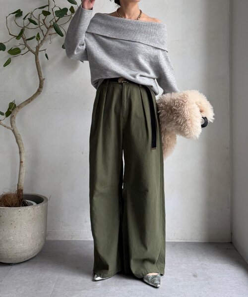 DouDou（ドゥドゥ）の「オフタートルプルオーバー（ニット/セーター・レディース・ライトグレー/ピンク/レッド/ネイビー/オフホワイト・FREE）」の17枚目の写真